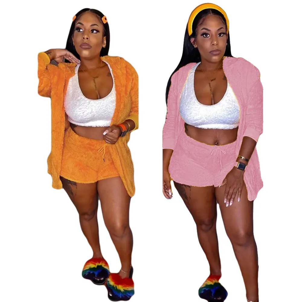 Wholesale New Arrival Autumn Tracksuit Casual Two Piece Plush Pajamas Cardigan Jacket Vest Short Pants Women Lounge Wear Sets, Picture color
Wholesale New Arrival Autumn Tracksuit Casual Two Piece Plush Pajamas Cardigan Jacket Vest Short Pants Women Lounge Wear Sets, Picture color