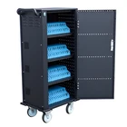 SPCC Cold Rolled Steel 64 ways USB Mobile Computer Movable Portable Tablet PC Charging Cart for School with Wheels