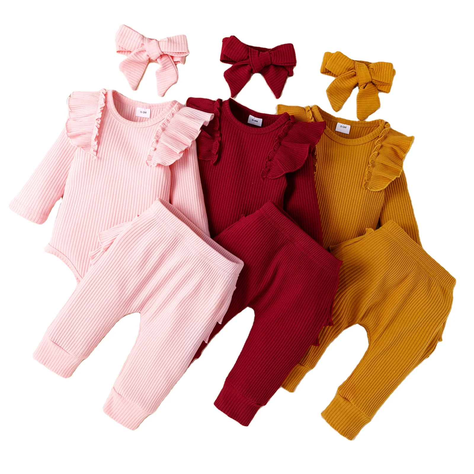 Fall Winter Ribbed Baby Clothes Sleep suits Ruffle Newborn Girls Rompers jumpsuit, Picture show
Fall Winter Ribbed Baby Clothes Sleep suits Ruffle Newborn Girls Rompers jumpsuit, Picture show