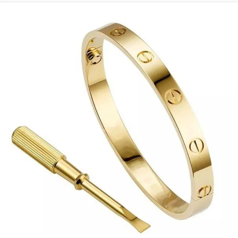 Stainless steel classic screw ring pattern bracelet, gold color lovers Bracelet does not fade
Stainless steel classic screw ring pattern bracelet, gold color lovers Bracelet does not fade