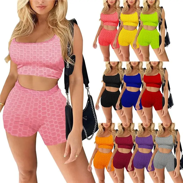 Sleeveless conjuntos deportivos de mujer Stretchy New Two Piece Short Set Women Clothing 2 Piece Set
Sleeveless conjuntos deportivos de mujer Stretchy New Two Piece Short Set Women Clothing 2 Piece Set