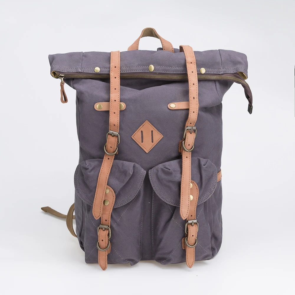 20SC-8805M Durable canvas with leather trim roll top outdoor travel backpack for men
20SC-8805M Durable canvas with leather trim roll top outdoor travel backpack for men