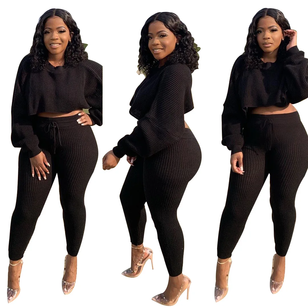 2021 Autumn Stylish Sexy Plain Long Sleeve Waffle Pullover Crewneck Crop Top Loose Casual Outfits Two Piece Set Women Clothing, Picture
2021 Autumn Stylish Sexy Plain Long Sleeve Waffle Pullover Crewneck Crop Top Loose Casual Outfits Two Piece Set Women Clothing, Picture