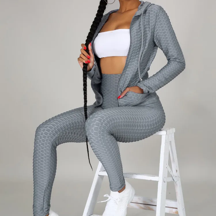 Sporty Solid Zipper Long Sleeve Top Workout Clothing Joggers Suits Two 2 Piece High Waist Leggings Pants Set Women Tracksuits, Pink,gray,black
Sporty Solid Zipper Long Sleeve Top Workout Clothing Joggers Suits Two 2 Piece High Waist Leggings Pants Set Women Tracksuits, Pink,gray,black