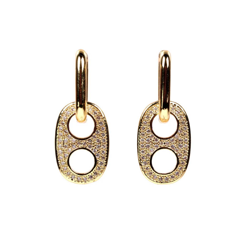 Luxury 24K Gold Plated Sparkling Rhinestone Crystal Pig Nose Drop Earrings CZ Zirconia Geometric Earring For Party
Luxury 24K Gold Plated Sparkling Rhinestone Crystal Pig Nose Drop Earrings CZ Zirconia Geometric Earring For Party
