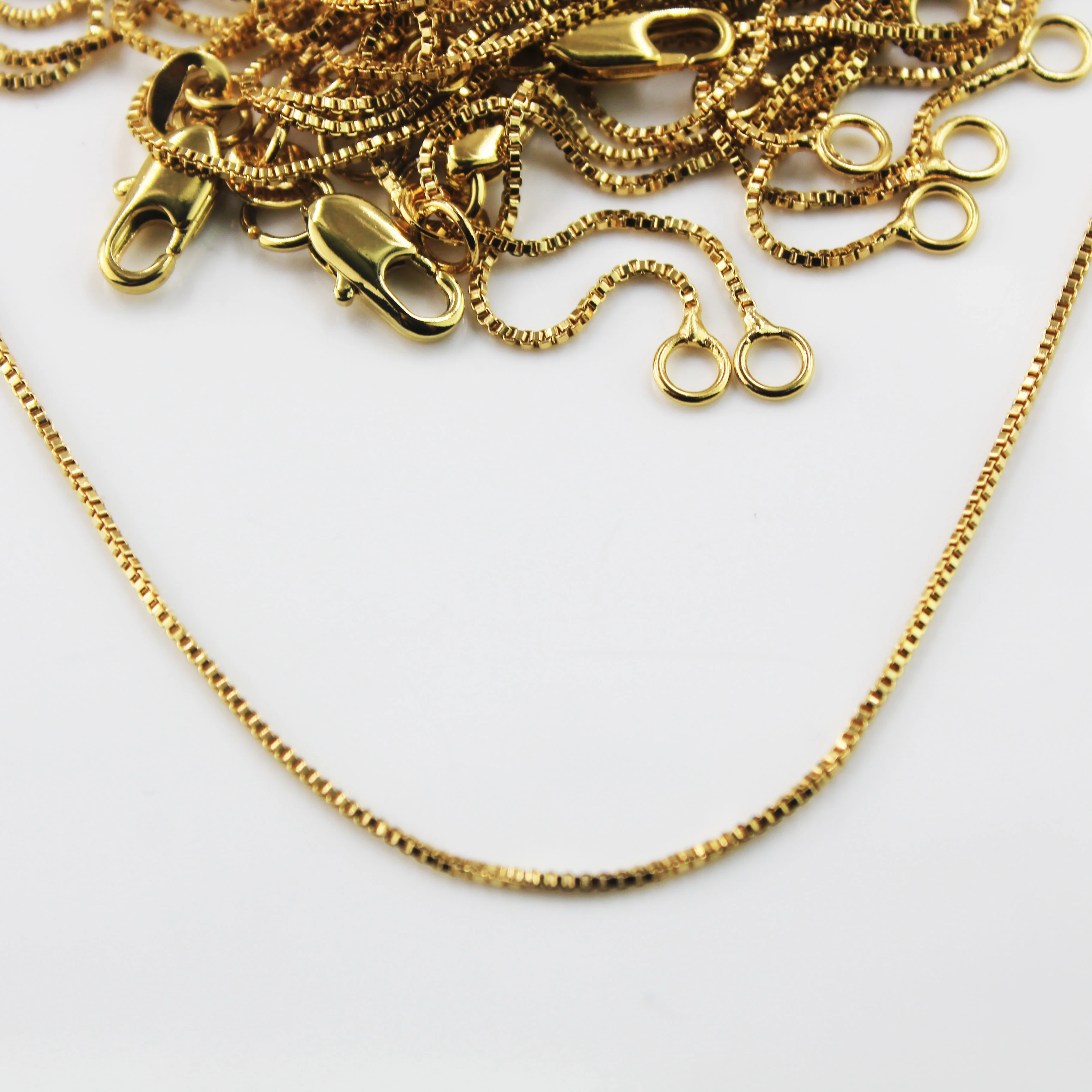 BMZ 2 years guarantee IP ion real gold double layers plating tiny nice 45*1cm box chains, Real gold plating 18k gold color
BMZ 2 years guarantee IP ion real gold double layers plating tiny nice 45*1cm box chains, Real gold plating 18k gold color