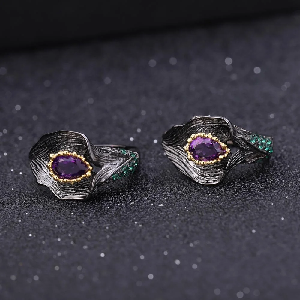 Abiding 925 Sterling Silver Rings Natural Amethyst Nano Emerald Handmade Design Adjustable Gold Plated Ring Leaf Rings
Abiding 925 Sterling Silver Rings Natural Amethyst Nano Emerald Handmade Design Adjustable Gold Plated Ring Leaf Rings