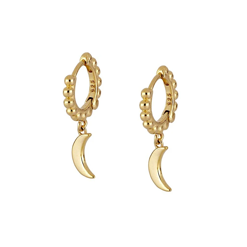 S925 Sterling Silver Earrings INS Minimalist Round Beads Beaded Hanging Moon Earrings
S925 Sterling Silver Earrings INS Minimalist Round Beads Beaded Hanging Moon Earrings