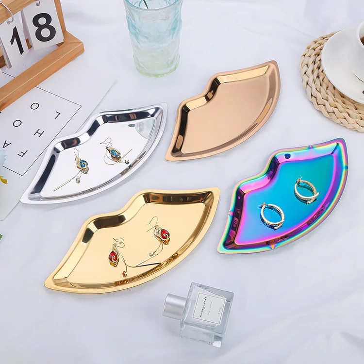 Hot Selling Lip Shape Korean Style Stainless Steel Jewelry Tray Home Cosmetics Metal Tray Jewelry Storage Tray
Hot Selling Lip Shape Korean Style Stainless Steel Jewelry Tray Home Cosmetics Metal Tray Jewelry Storage Tray