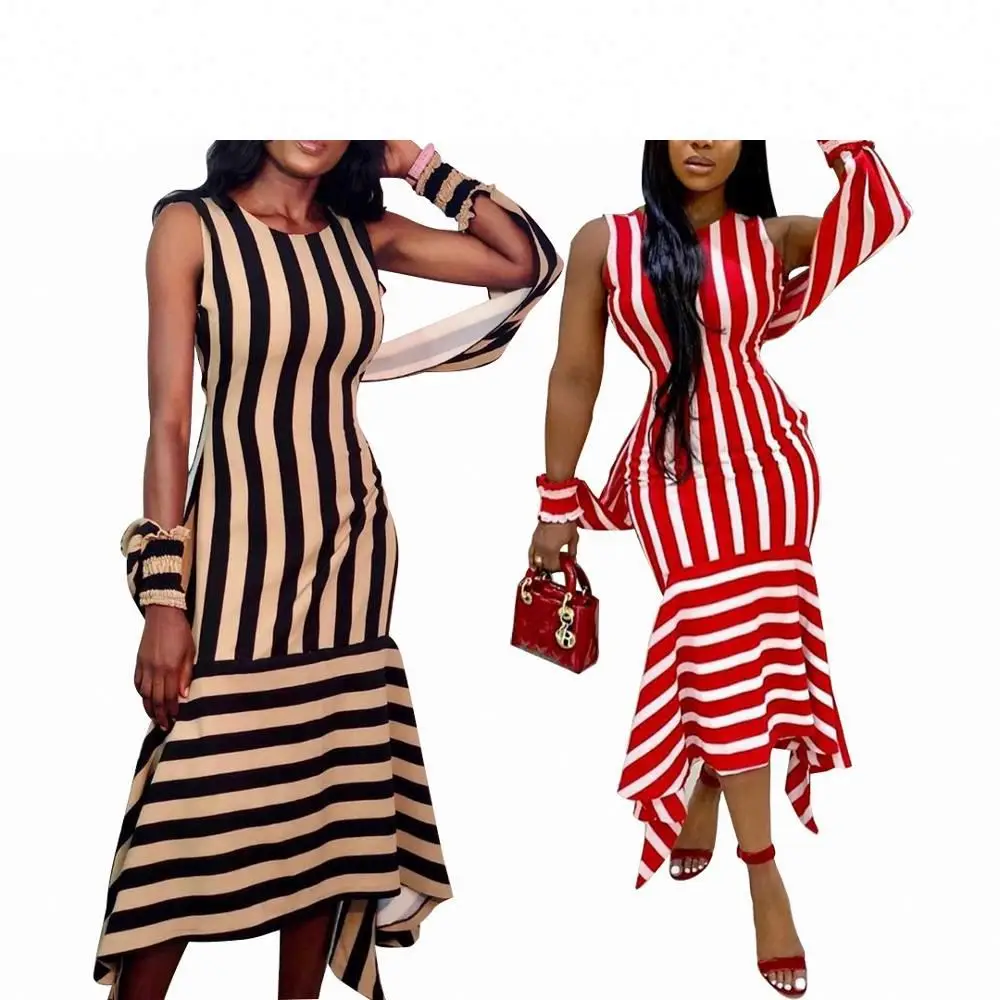 Woman Personality Striped Sleeveless Women Clothing Sexy Midi Dresses, Customized color
Woman Personality Striped Sleeveless Women Clothing Sexy Midi Dresses, Customized color
