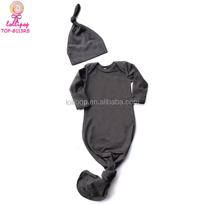 Charcoal Grey Mittens Sleeves Infant Blank Newborn Knotted Baby Gown Long Sleeper With Fold Over Mittens And Top Knot Baby Hat
Charcoal Grey Mittens Sleeves Infant Blank Newborn Knotted Baby Gown Long Sleeper With Fold Over Mittens And Top Knot Baby Hat