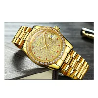 

Mens Watches Top Brand Luxury Iced Out Watch Gold Diamond Watch for Men Round Quartz Waterproof Wristwatch Relogio Masculino