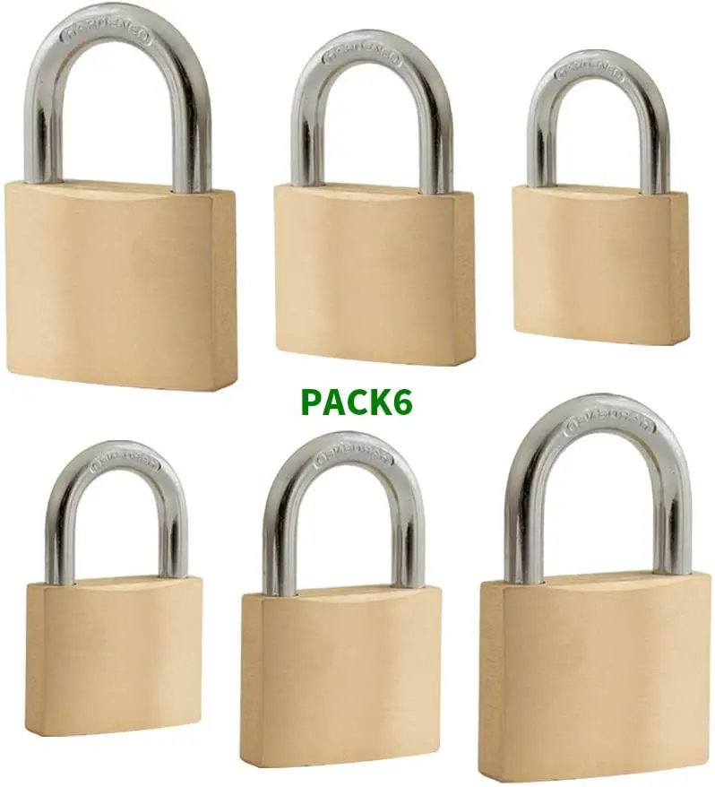 Set of 6 Solid Brass Locks Keyed Alike1-9/16 inch (40mm) Wide Lock Body, Shackle Diameter Locks with Same Ke
Set of 6 Solid Brass Locks Keyed Alike1-9/16 inch (40mm) Wide Lock Body, Shackle Diameter Locks with Same Ke