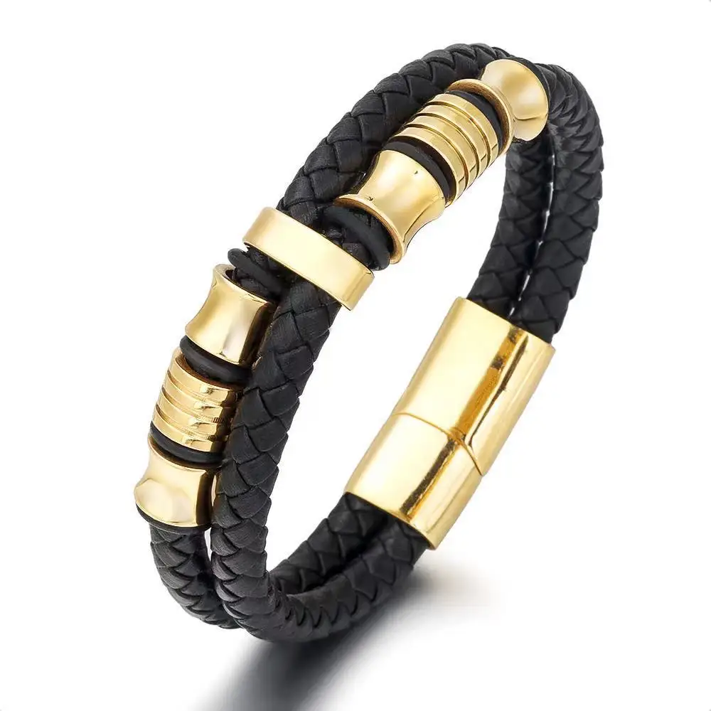 New design European style best selling men's women's Leather Bracelet 316L stainless steel black versatile Bracelet
New design European style best selling men's women's Leather Bracelet 316L stainless steel black versatile Bracelet