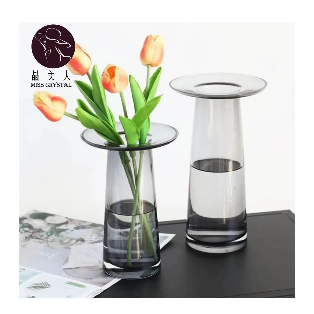 Creative Flat Mouth Lily Rose Glass Vase Modern Home Decor Vase Ornaments Flowers, Clear,grey
Creative Flat Mouth Lily Rose Glass Vase Modern Home Decor Vase Ornaments Flowers, Clear,grey