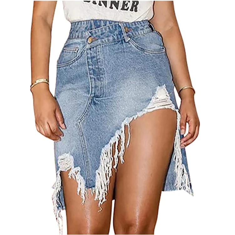 Fashion women mini pencil jeans skirt high waisted distressed ripped denim split skirts, Blue
Fashion women mini pencil jeans skirt high waisted distressed ripped denim split skirts, Blue