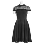 OPQ-308 PUNK RAVE black dress woman lotus leaf side stitching casual female dress