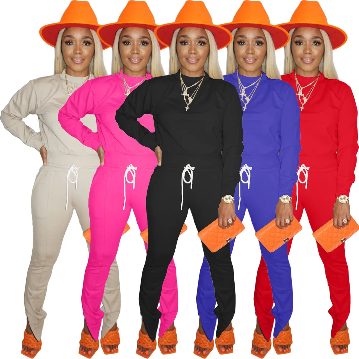 Long sleeve crew neck t-shirt and drawstring waist leggings cotton sweat suits for women side zipper pants track suit for women
Long sleeve crew neck t-shirt and drawstring waist leggings cotton sweat suits for women side zipper pants track suit for women