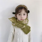 Q575 Cute Solid Color Print Flower Children Scarves 20*130 Winter Warm Wool Weft knitting Kids Neck Long Tassels Scarf