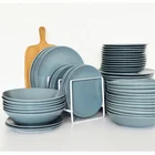 Sweden plain ceramic dinner set for home matt color tableware for restaurant 10 inch plates ceramic dinner set 16pcs