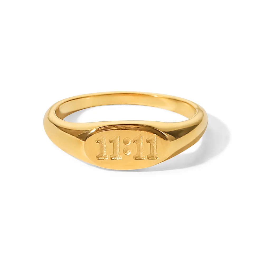 Waterproof Stainless Steel 18K Gold Plated Ring Gift Double Number 11 Square Finger Rings For Girls
Waterproof Stainless Steel 18K Gold Plated Ring Gift Double Number 11 Square Finger Rings For Girls