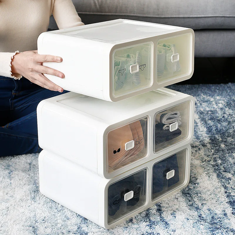Foldable household plastic underwear, socks, bra, storage box with divider and cover dustproof
Foldable household plastic underwear, socks, bra, storage box with divider and cover dustproof
