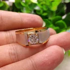 European hot design brass gold plated micro inlay cubic zircon fashion men jewelry rings for wedding