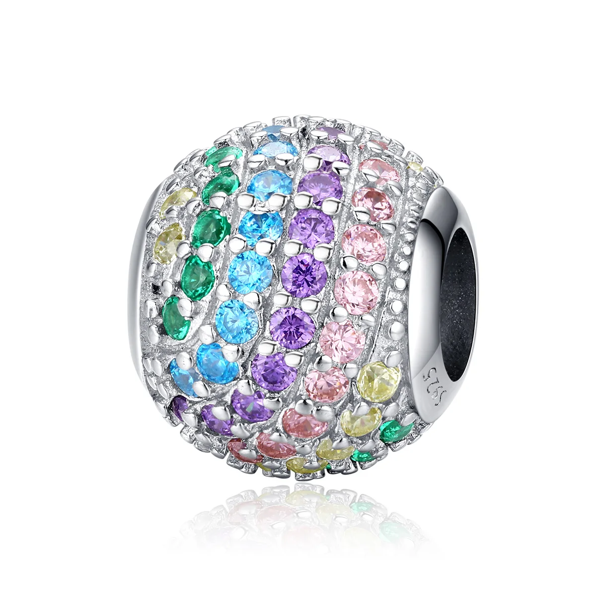 Popular design sterling silver pendant colored zircon S925 platinum-plated diamond inlaid round charms, Sliver
Popular design sterling silver pendant colored zircon S925 platinum-plated diamond inlaid round charms, Sliver