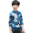 100% cotton camouflage crew neck boys' sweater children knitted pullover