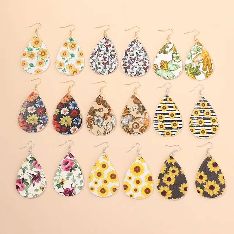 JUHU New pu material earrings lychee pattern printing water drop leather earrings sunflower flower butterfly earrings for women, Colorful
JUHU New pu material earrings lychee pattern printing water drop leather earrings sunflower flower butterfly earrings for women, Colorful