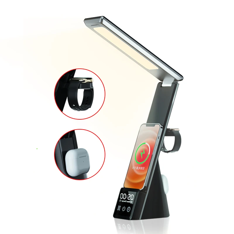 Alarm Clock Table 3 in 1 Foldable Lamp Wireless Charger for iPhone Smart Watch and Earbuds
Alarm Clock Table 3 in 1 Foldable Lamp Wireless Charger for iPhone Smart Watch and Earbuds