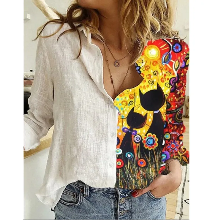 Fashion blouse women shirt model printing leisure loose women long sleeve blouse, As pictures show
Fashion blouse women shirt model printing leisure loose women long sleeve blouse, As pictures show
