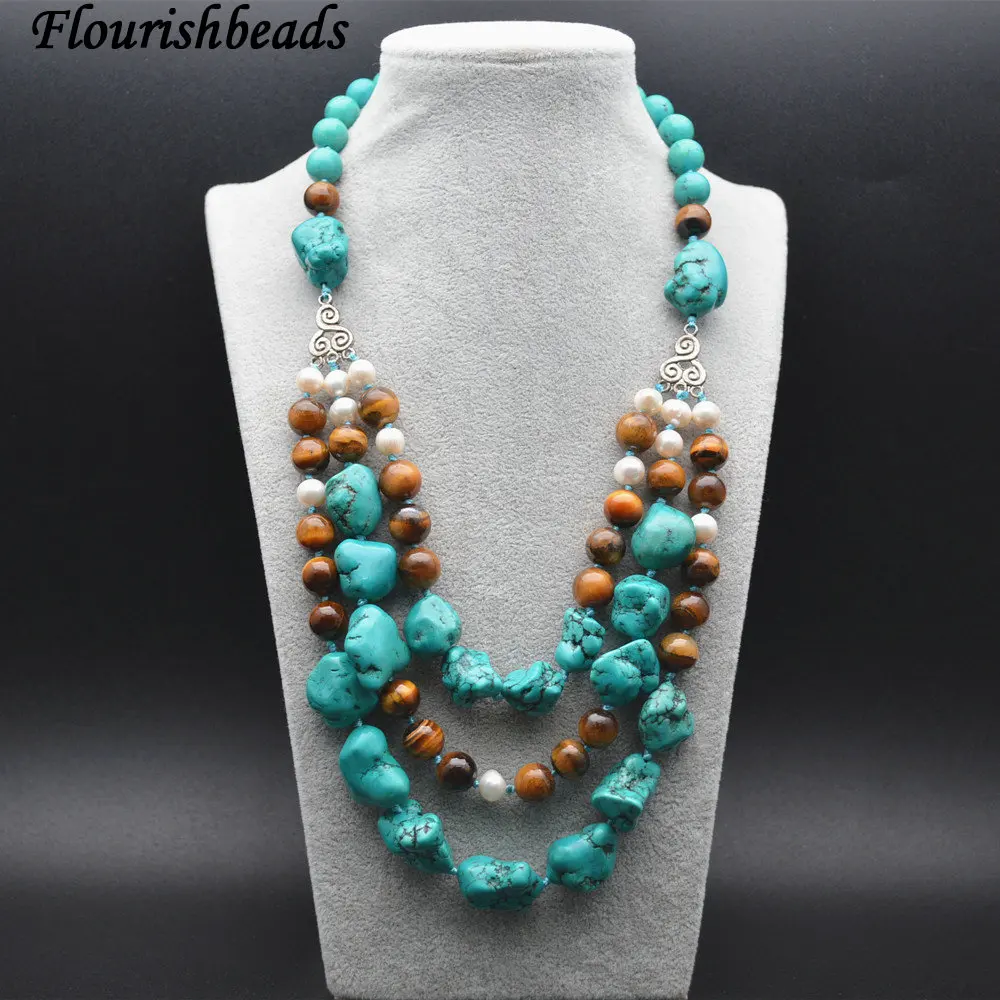 Blue Turquoise and Tiger eye Beads Knotted Multi Rows Necklace Fashion Woman Party Jewlery
Blue Turquoise and Tiger eye Beads Knotted Multi Rows Necklace Fashion Woman Party Jewlery