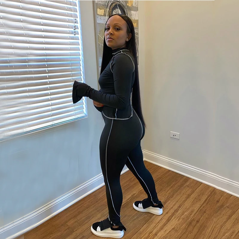 New Arrival Two Piece Set Women Clothing Slit Flared Stacked Pants Women Personality Line Tracksuits, Picture
New Arrival Two Piece Set Women Clothing Slit Flared Stacked Pants Women Personality Line Tracksuits, Picture