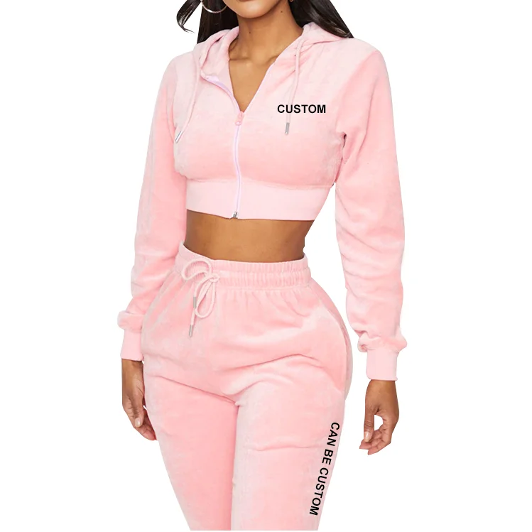 Custom Logo Crop Tops Hoodies Jogging Sweatsuit Two Piece Set Tracksuit High Quality Women Velvet Tracksuits, Accept custom made color
Custom Logo Crop Tops Hoodies Jogging Sweatsuit Two Piece Set Tracksuit High Quality Women Velvet Tracksuits, Accept custom made color