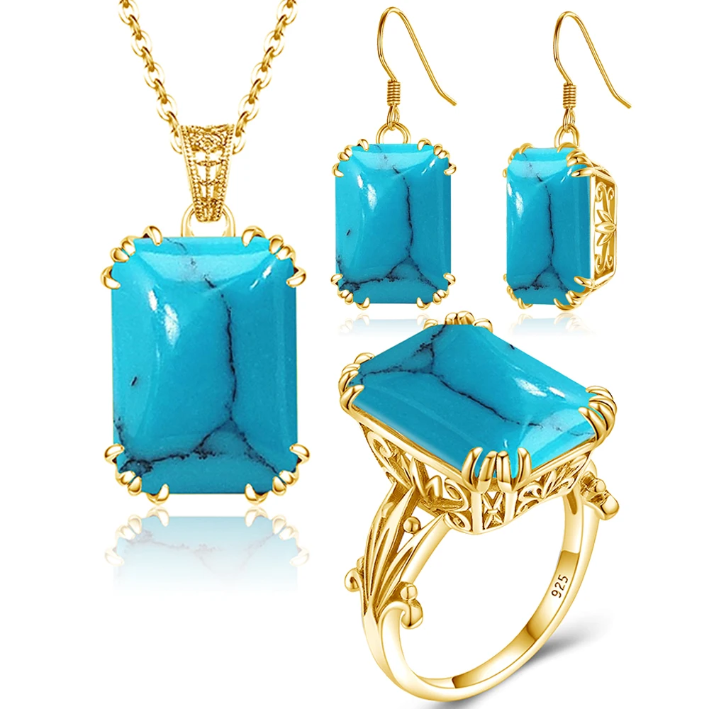 Vintage Victorian Filigree Square Turquoise Birthstone Sets Jewelry Woman Gold 925 Sterling Silver Jewelry Sets
Vintage Victorian Filigree Square Turquoise Birthstone Sets Jewelry Woman Gold 925 Sterling Silver Jewelry Sets