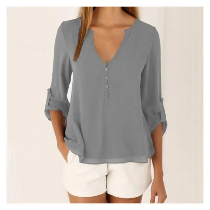 Long Sleeve Casual Spliced Breathable V-neck Loose Large Chiffon Women's Shirt in 11 Color 8 Size, White/sky blue/green/black/gray/purple
Long Sleeve Casual Spliced Breathable V-neck Loose Large Chiffon Women's Shirt in 11 Color 8 Size, White/sky blue/green/black/gray/purple
