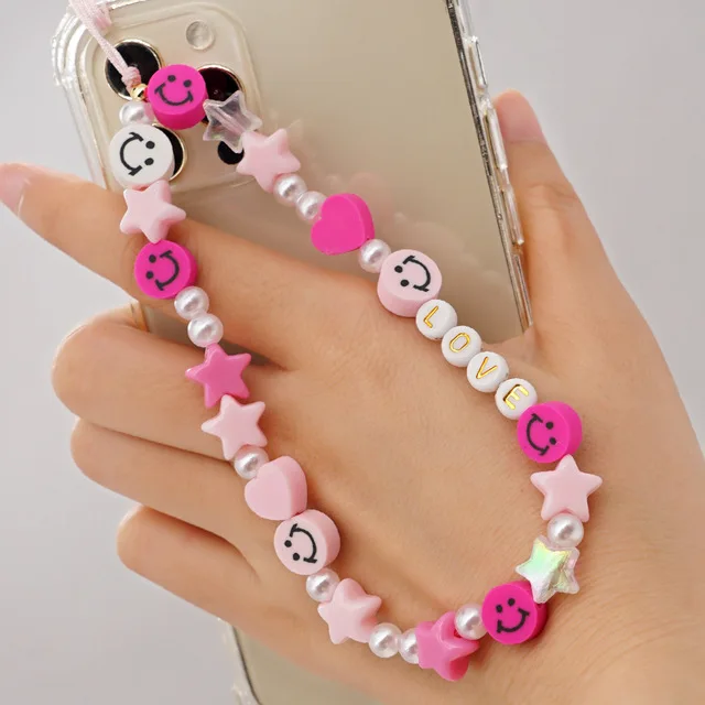 PC1049 fashion cute polymer clay breaded pearls phone chain smiley heart star phone string
PC1049 fashion cute polymer clay breaded pearls phone chain smiley heart star phone string