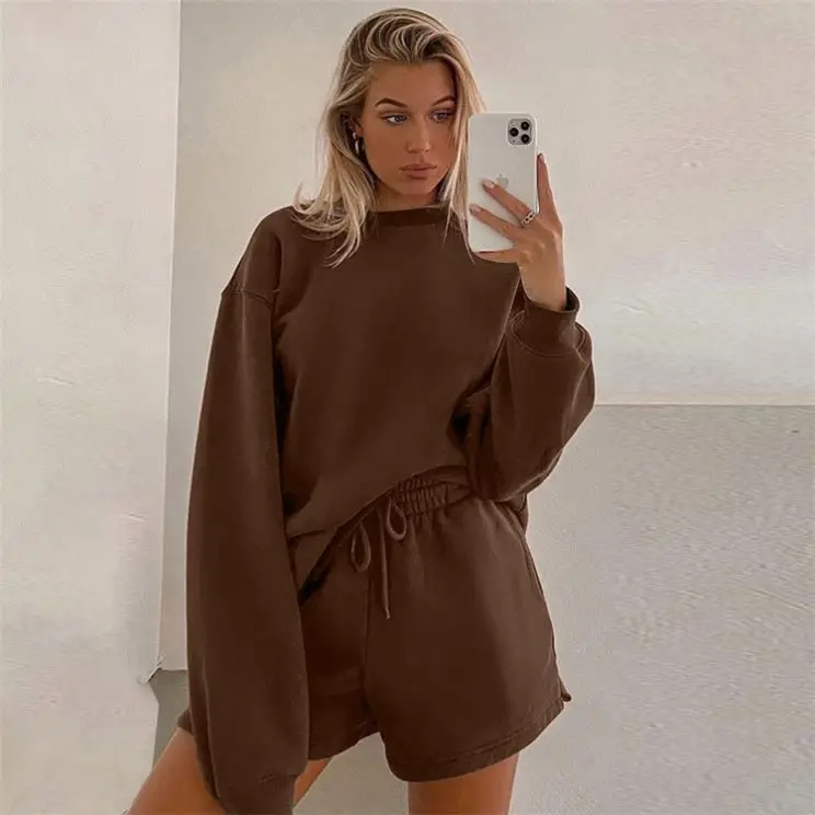 Fashionable Round Neck Pullover Sweater Shorts 2 Piece Set Sports And Leisure Women'S Clothing
Fashionable Round Neck Pullover Sweater Shorts 2 Piece Set Sports And Leisure Women'S Clothing