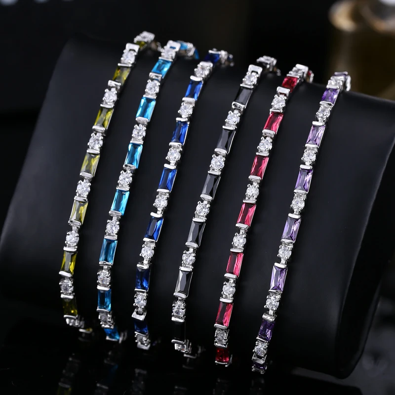 Fashion Silver Color Rectangle CZ Charm Lovely Red Blue Crystal Austrian Tennis Bracelets for Women Christmas New Year Gift
Fashion Silver Color Rectangle CZ Charm Lovely Red Blue Crystal Austrian Tennis Bracelets for Women Christmas New Year Gift