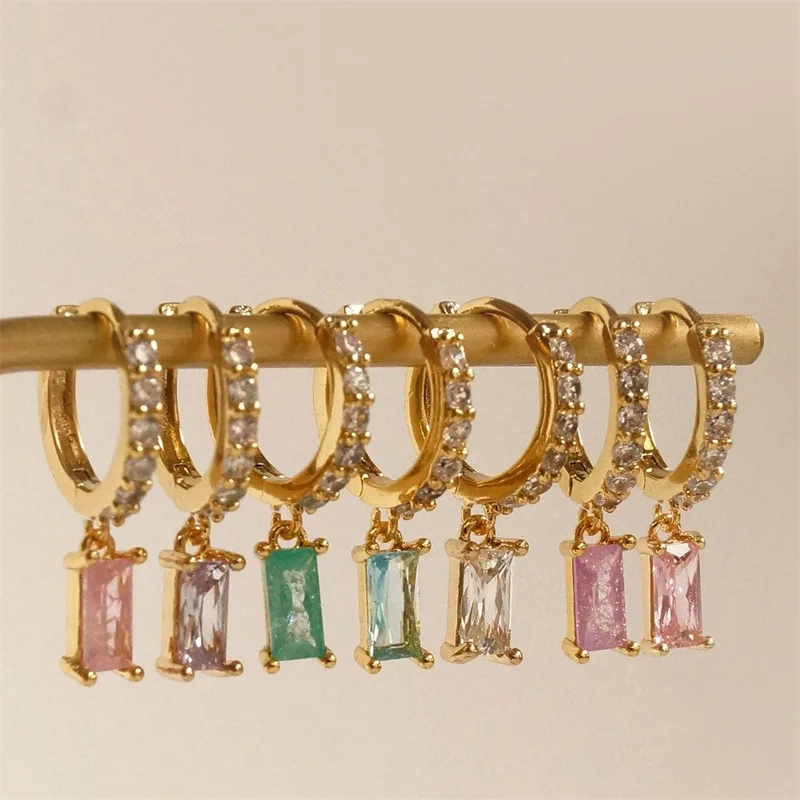 Laodun 2021 New Rectangular Zircon Earrings Gold Plated Jewelry White Green Stone Huggie Earrings for Women
Laodun 2021 New Rectangular Zircon Earrings Gold Plated Jewelry White Green Stone Huggie Earrings for Women