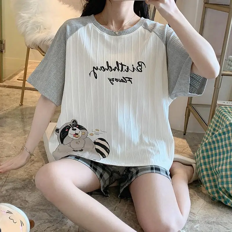Baju Tidur Piyama Loose Short Sleeve Shorts Fashion Funny Pajamas Pyjama Femme Women's Sleepwear
Baju Tidur Piyama Loose Short Sleeve Shorts Fashion Funny Pajamas Pyjama Femme Women's Sleepwear