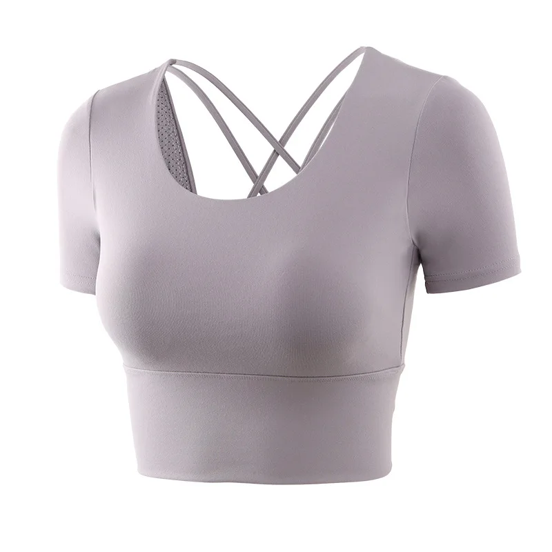 Women Sexy Sports Bra Fitness Short Sleeve Blouse Push Up Running Gym Activewear Yoga Crop Top, As shown in the figure
Women Sexy Sports Bra Fitness Short Sleeve Blouse Push Up Running Gym Activewear Yoga Crop Top, As shown in the figure