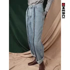 women fashion cotton straight loose mid waist denim jeans