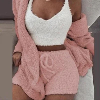 15% OFF Manufacturers Winter women's plush home wear and leisure 3-piece pajamas long-sleeved vest shorts suit for ladies
15% OFF Manufacturers Winter women's plush home wear and leisure 3-piece pajamas long-sleeved vest shorts suit for ladies