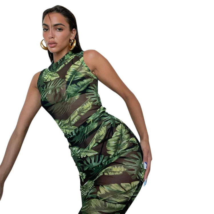 Printing Sleeveless Tank Dress Women Robe Floral Bodycon Turtle Neck Mid-Calf Party Dresses Women Fashion Summer Dress, As picture
Printing Sleeveless Tank Dress Women Robe Floral Bodycon Turtle Neck Mid-Calf Party Dresses Women Fashion Summer Dress, As picture