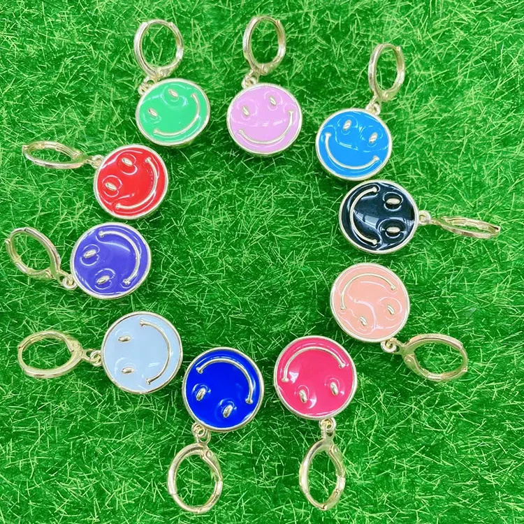 EM1214 Chic Fashion Colorful Smiley Huggies Rainbow Enamel Gold Plated Smiley Happy Face Huggie Earrings
EM1214 Chic Fashion Colorful Smiley Huggies Rainbow Enamel Gold Plated Smiley Happy Face Huggie Earrings