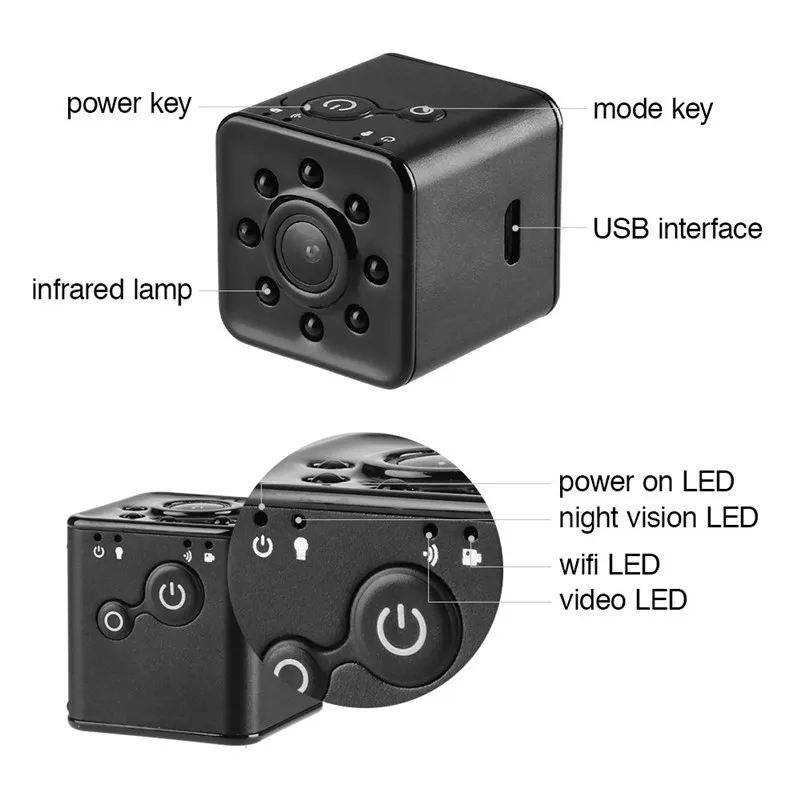 SQ13 waterproof mini wifi camera hidden cameras SQ12 SQ11 8PCS IR LED portable sport outdoor video camera