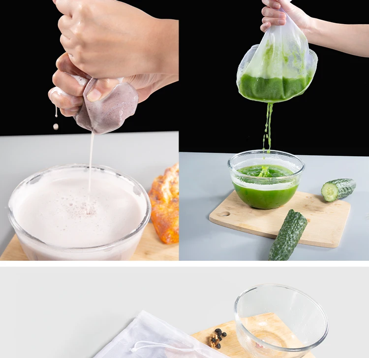 ナットのミルク袋の食品等級のろ過のためのナイロン網ミクロンの浄水器袋 5