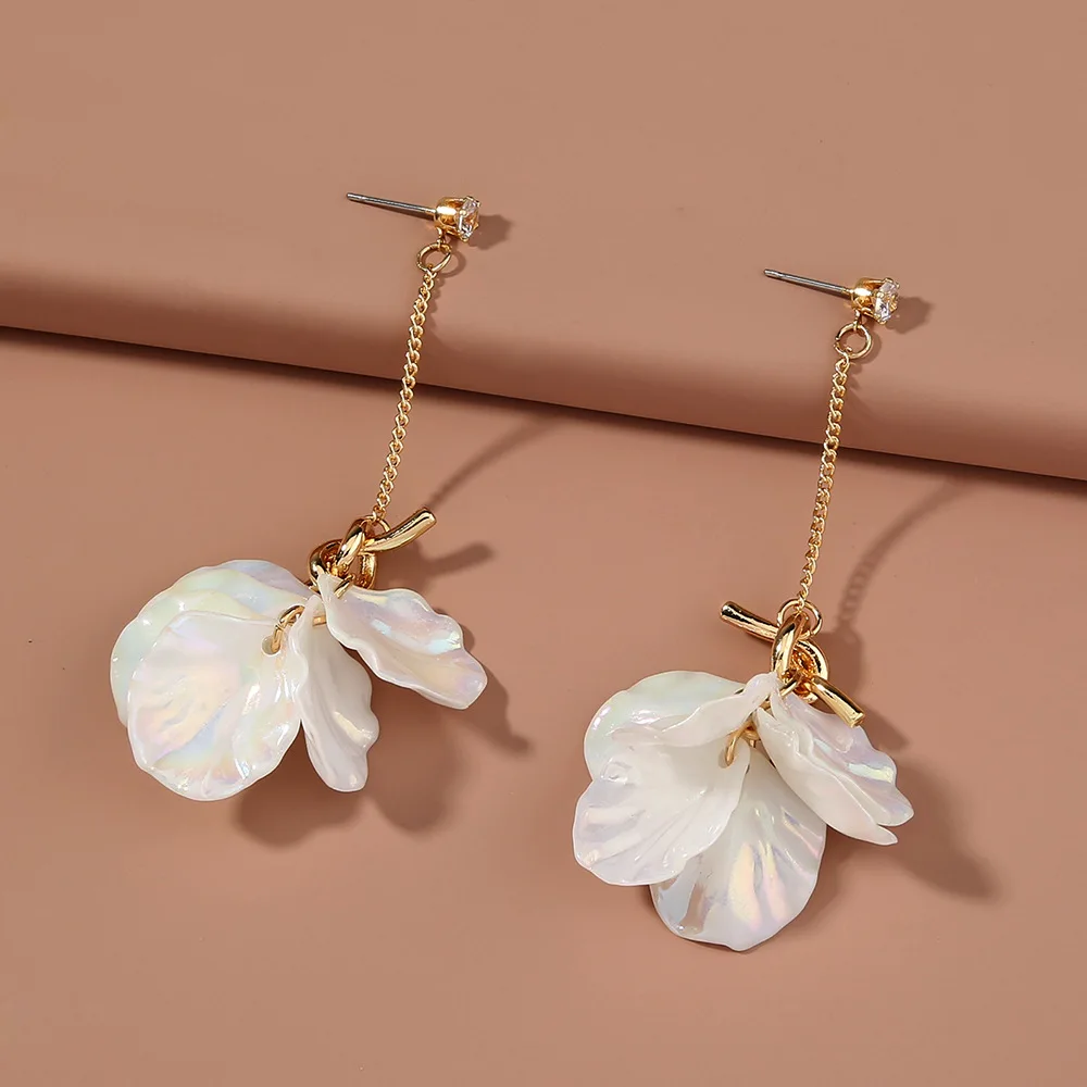 Korean version of the fresh girl tie pearl white petal drop earrings long earrings, Luxury
Korean version of the fresh girl tie pearl white petal drop earrings long earrings, Luxury